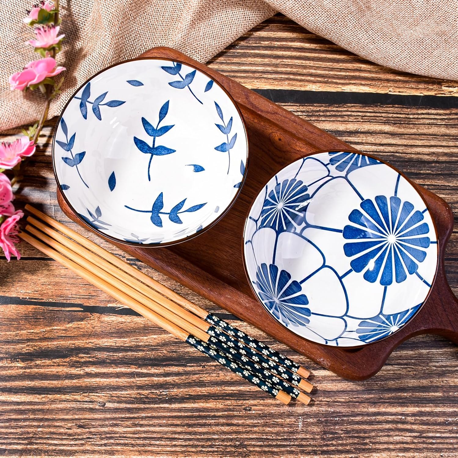 Japanese Rice Bowls and Chopstick Set of 2 with Delicate Box (2pcs) image 5