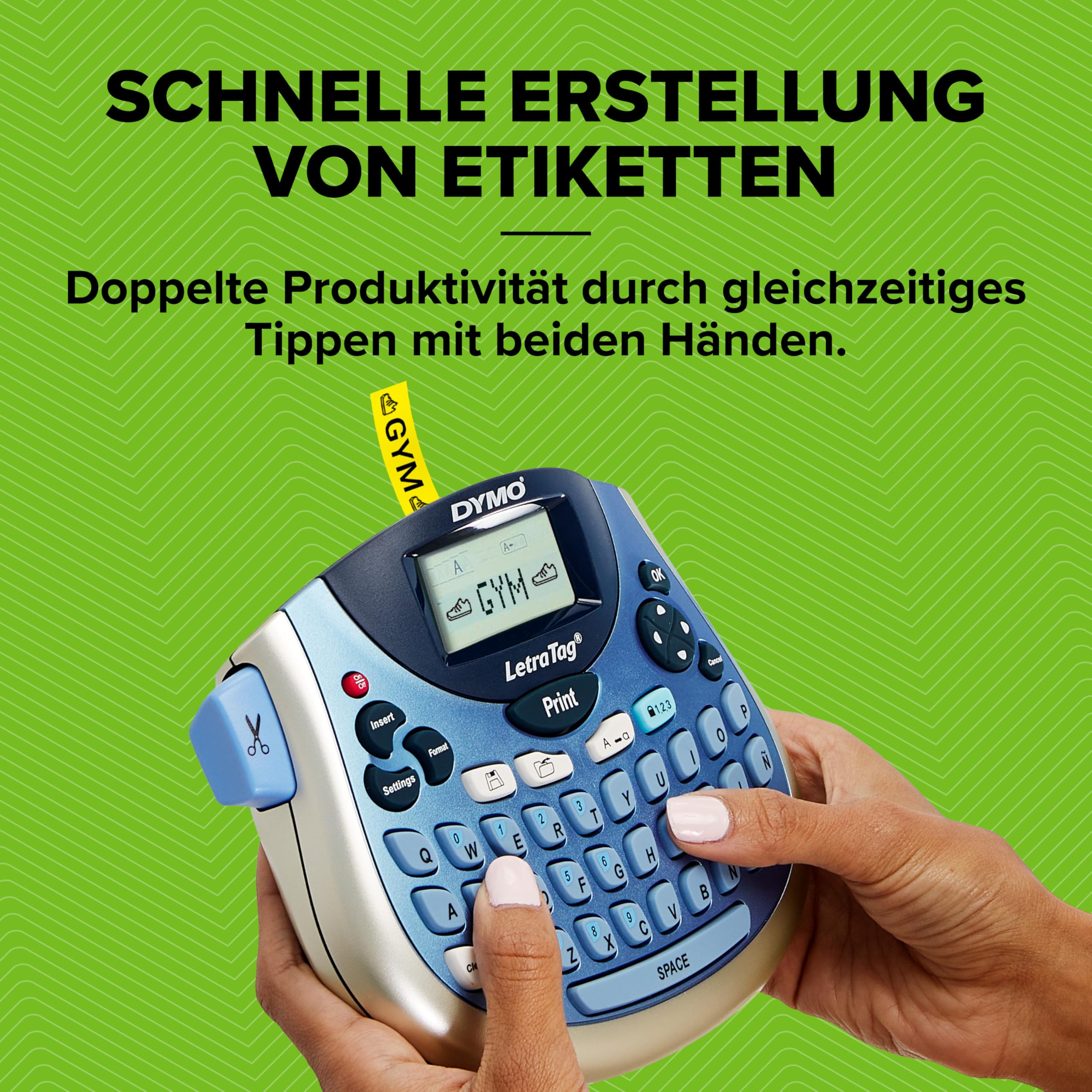 DYMO LetraTag LT-100T Beschriftungsgerät | Tragbares Etikettiergerät mit QWERTZ Tastatur | Silber | Ideal fürs Büro oder zu Hause