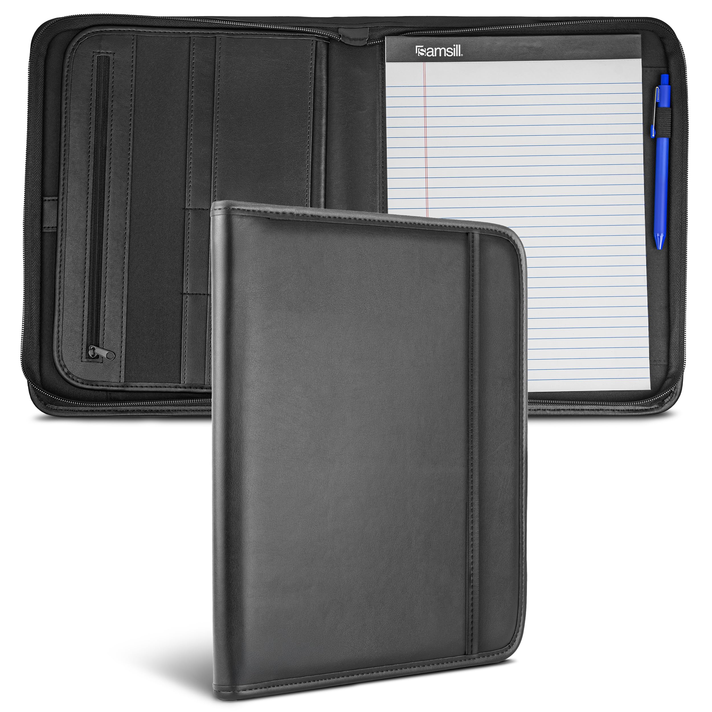 Professional Padfolio – Resume Portfolio/Business Portfolio with Secure Zippered Closure, 10.2.5 cm Tablet Sleeve, 8.5 x11 Writing Pad, Black