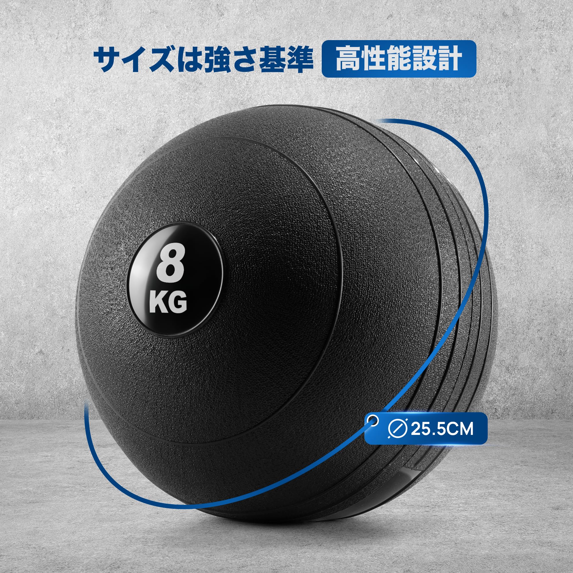 Yes4All Slam Ball – Gymnastikball mit Rutschfester Oberfläche & stoßdämpfendem Gummi, ideal für Krafttraining, Medizinball 3kg-8kg, Schwarz