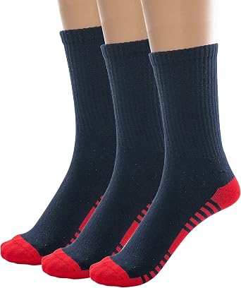 Silky Toes Boys Girls Viscose Bamboo Crew Cushioned Athletic Socks with Seamless Toe for sensory kids- 3 Pairs