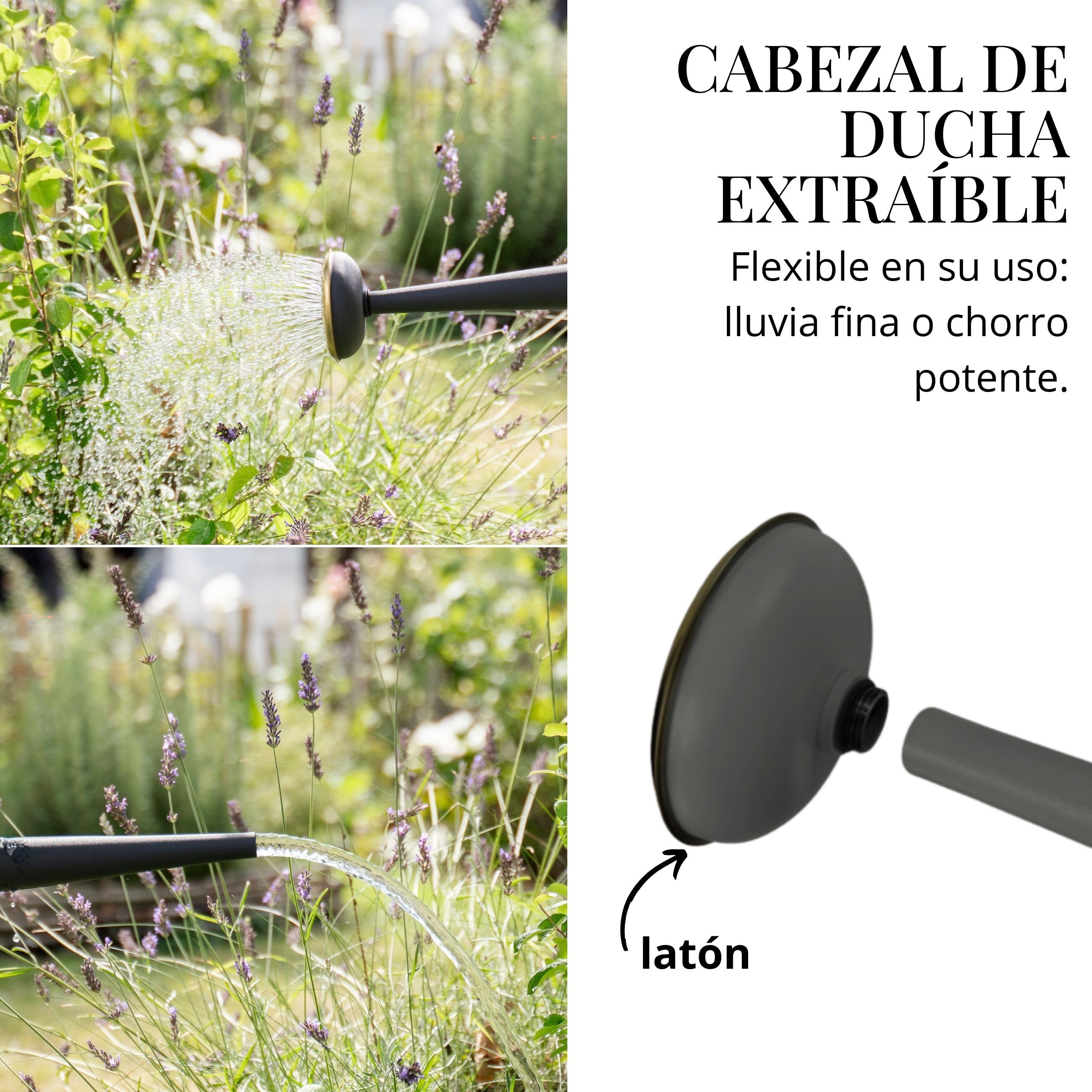 LIVLIG Regadera 10 litros 2 Asas – Jardín con Doble Asa y Alcachofa Desmontable de Latón, Diseño Vintage, Antracita