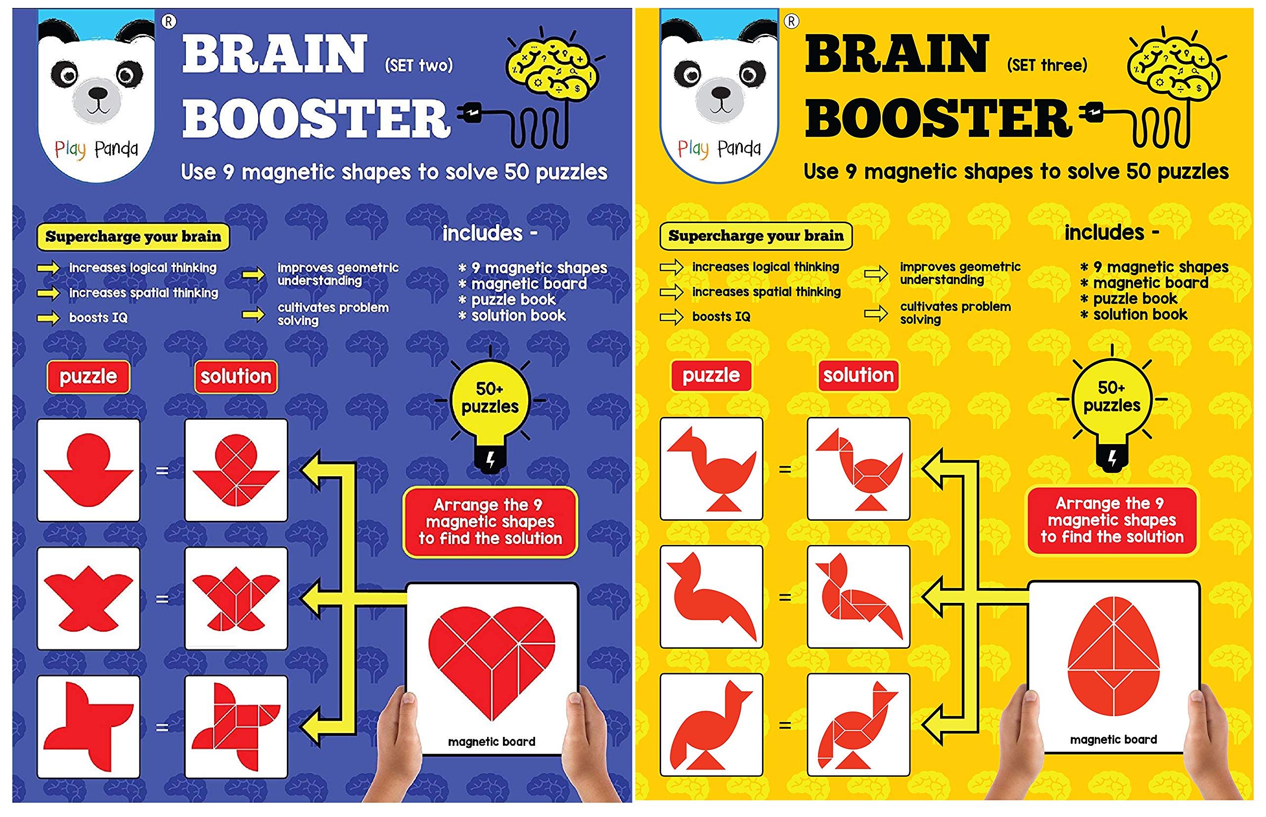 Play Panda Brain Booster Type 2 - 56 Puzzles Designed to Boost Intelligence - with Magnetic Shapes, & Brain Booster Type 3 - 56 Puzzles Designed to Boost Intelligence - with Magnetic Shapes, Combo (B07RQLZZ39) Amazon Price History, Amazon Price Tracker