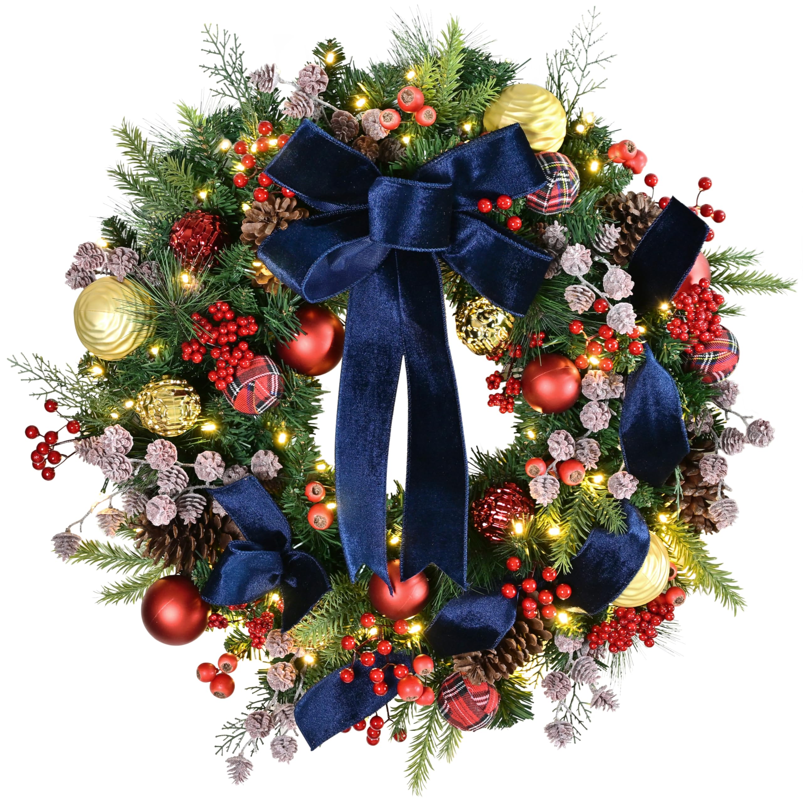 Puleo International Couronne de Noël Artificielle pré-éclairée 66 cm