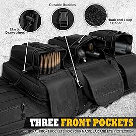DULCE DOM Double Rifle Case Soft Padded Long Rifle Bag, Tactical Gun Case Storage for Shotguns Shooting Hunting Dual Carrying Backpack Accessories 42