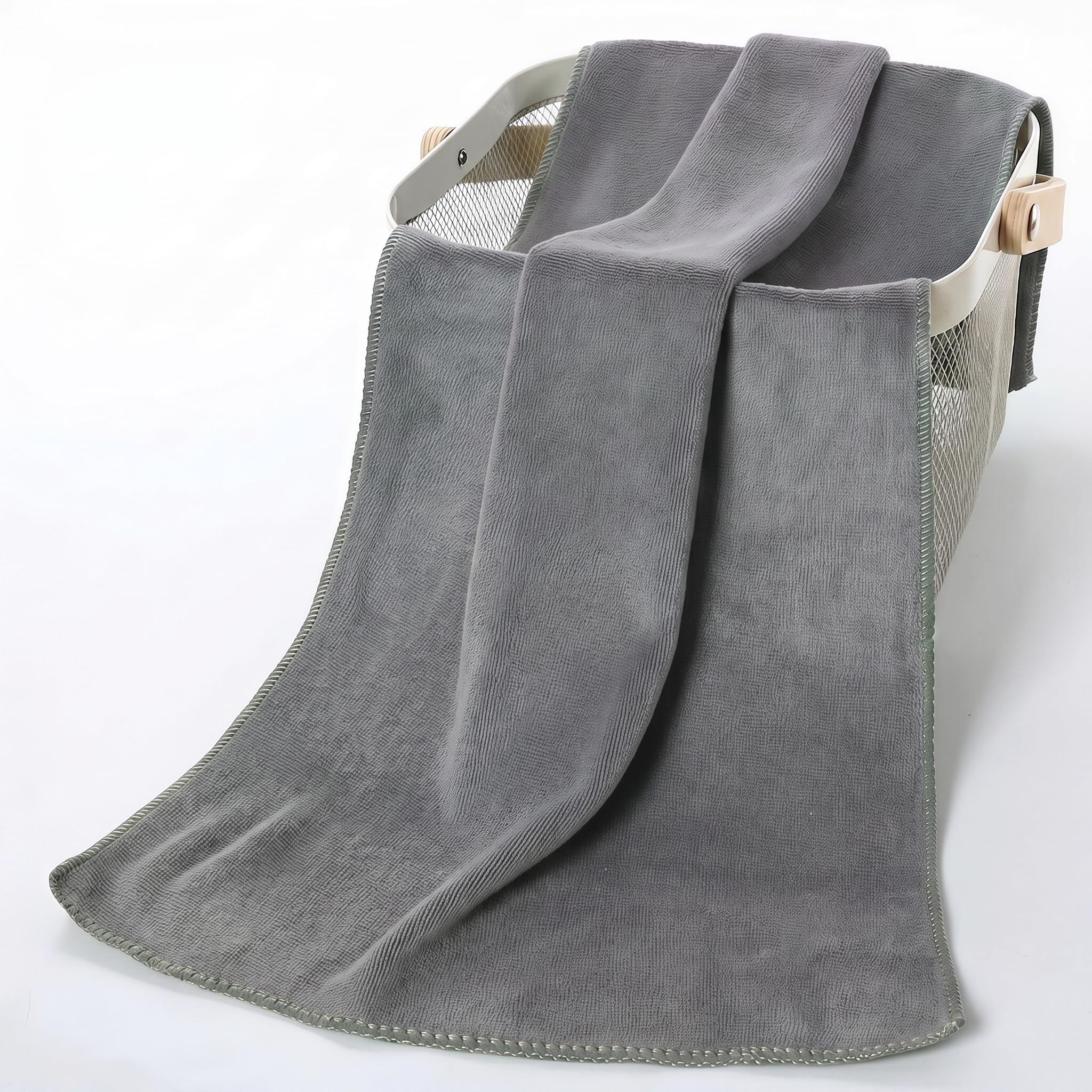 Serviette en microfibre 120 x 50 cm, compacte et à séchage rapide, serviette de sport pour fitness, serviette de voyage, compacte comme serviette de bain, gris