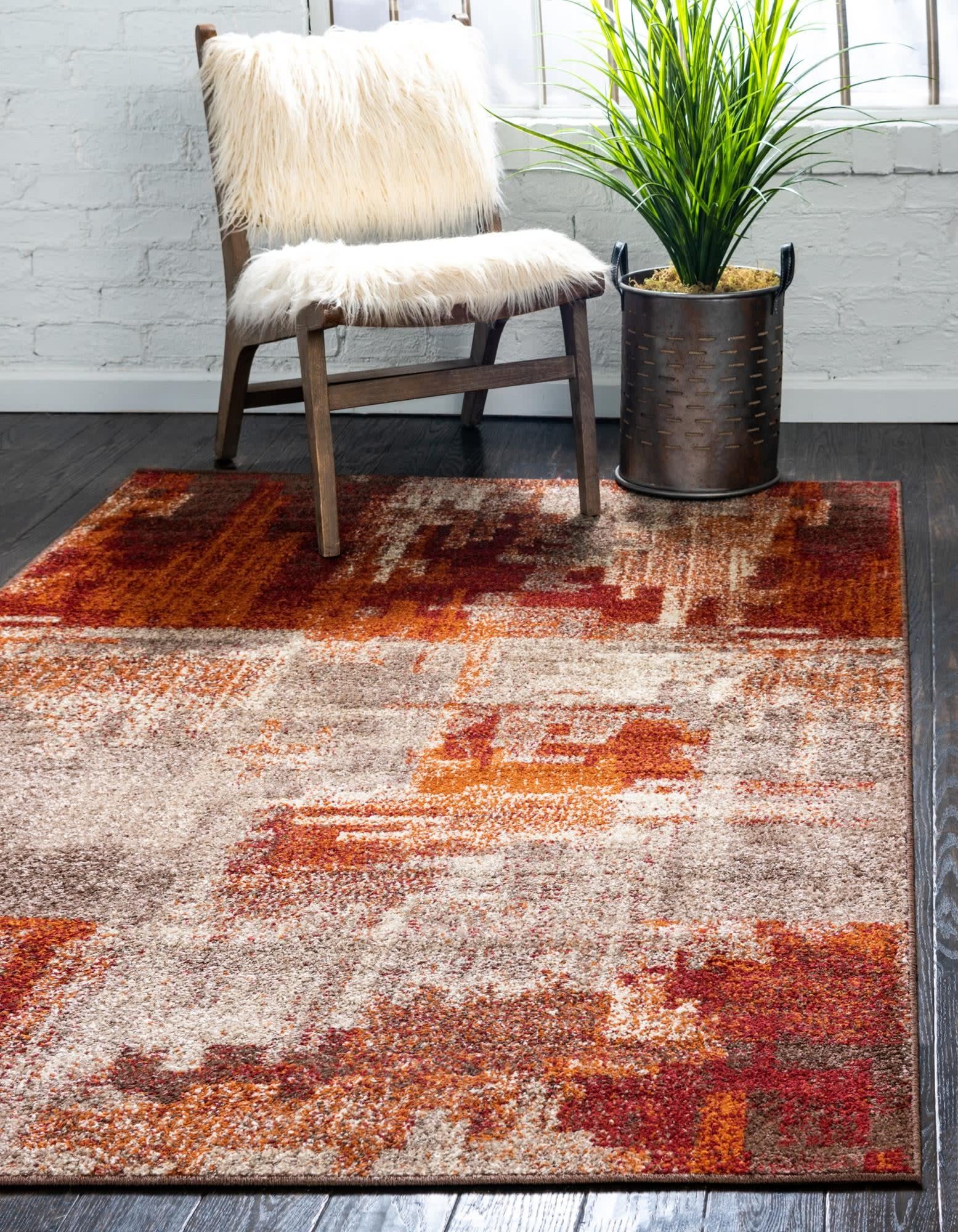 Unique LoomAutumn Collection Modern Contemporary Casual Abstract Area Rug (Multi/ Beige Rustic, 8 x 10 ft Rectangular)