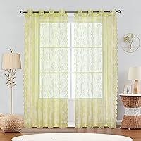 Vista 15 de Cortinas traslúcidas de encaje blanco para dormitorio, 55 x 54 pulgadas, paneles de cortina de encaje con rosas florales francesas duraderas