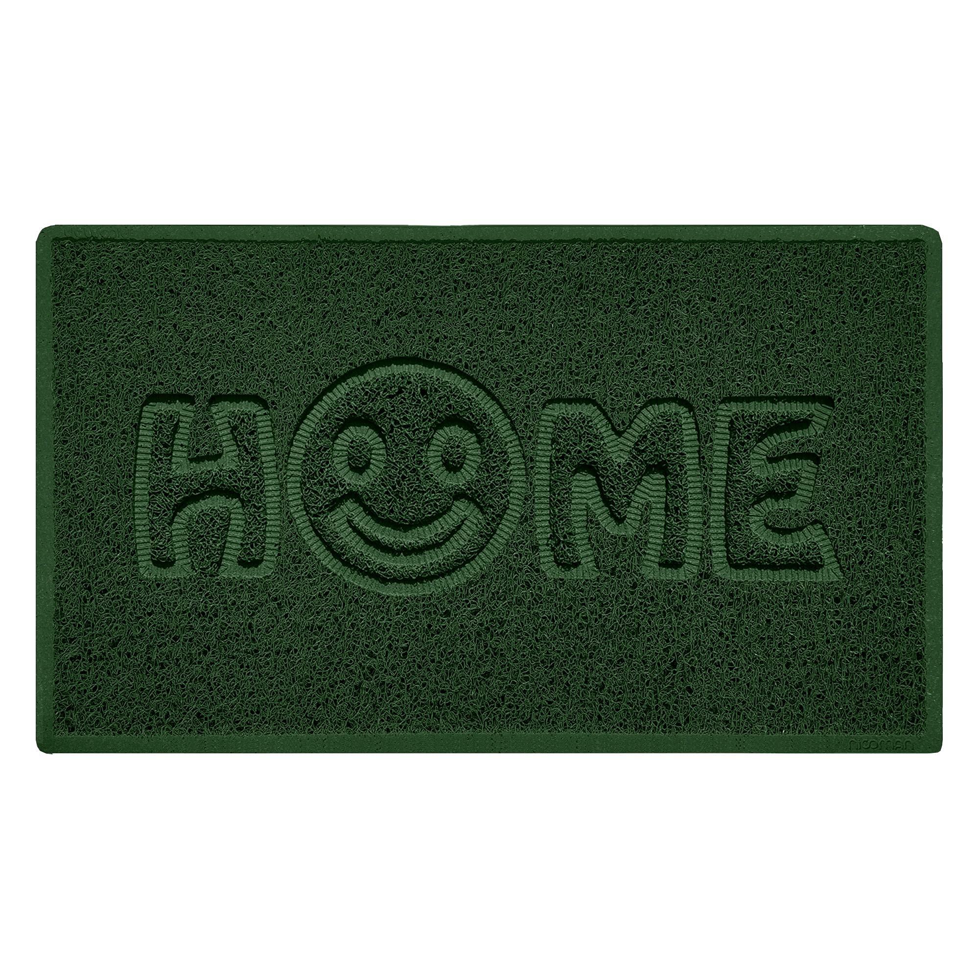 Nicoman SMILEY FACE Embossed Shape Door Mat Dirt-Trapper Washable Barrier Doormat-(Use Indoor or Sheltered Outdoor)-(75x44cm/29.5x17.3inches,Medium) Green