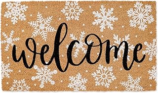 Winter Natural Coir Doormat WhiteSnowflake Welcome Floor Mat Christmas N...