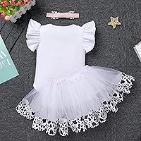 Vista 37 de IBTOM CASTLE Conjunto de ropa para niñas de 1er cumpleaños con diseño de pasteles, falda tutú, diadema y accesorios para fotos Rosa - dos largos