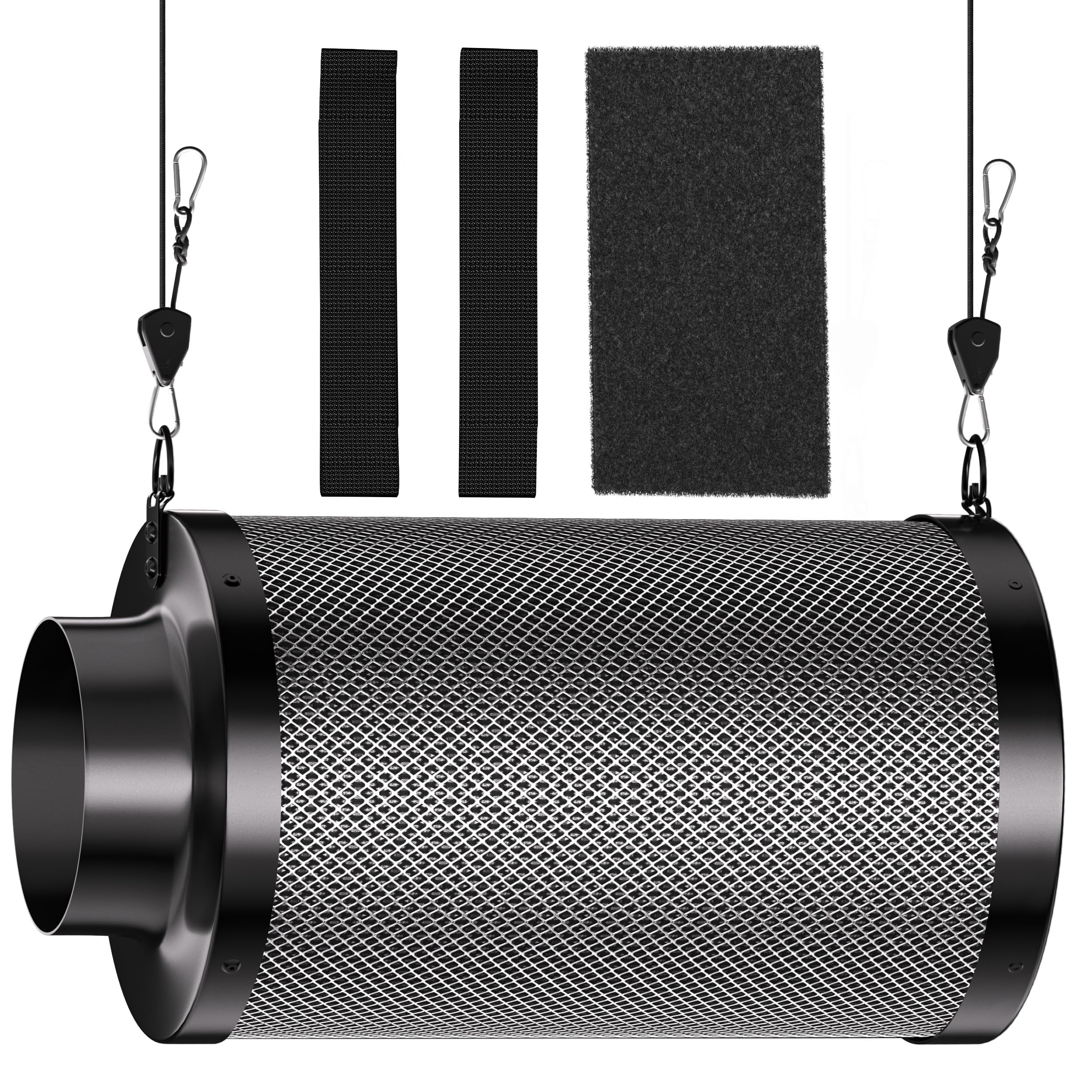 Hon&Guan Filtro de carbón activo de 150 mm con ligero carbono de 300 mm de largo, cama de carbón vegetal de 38 mm de grosor para control de olores, eliminación de olores, depurador de aire para