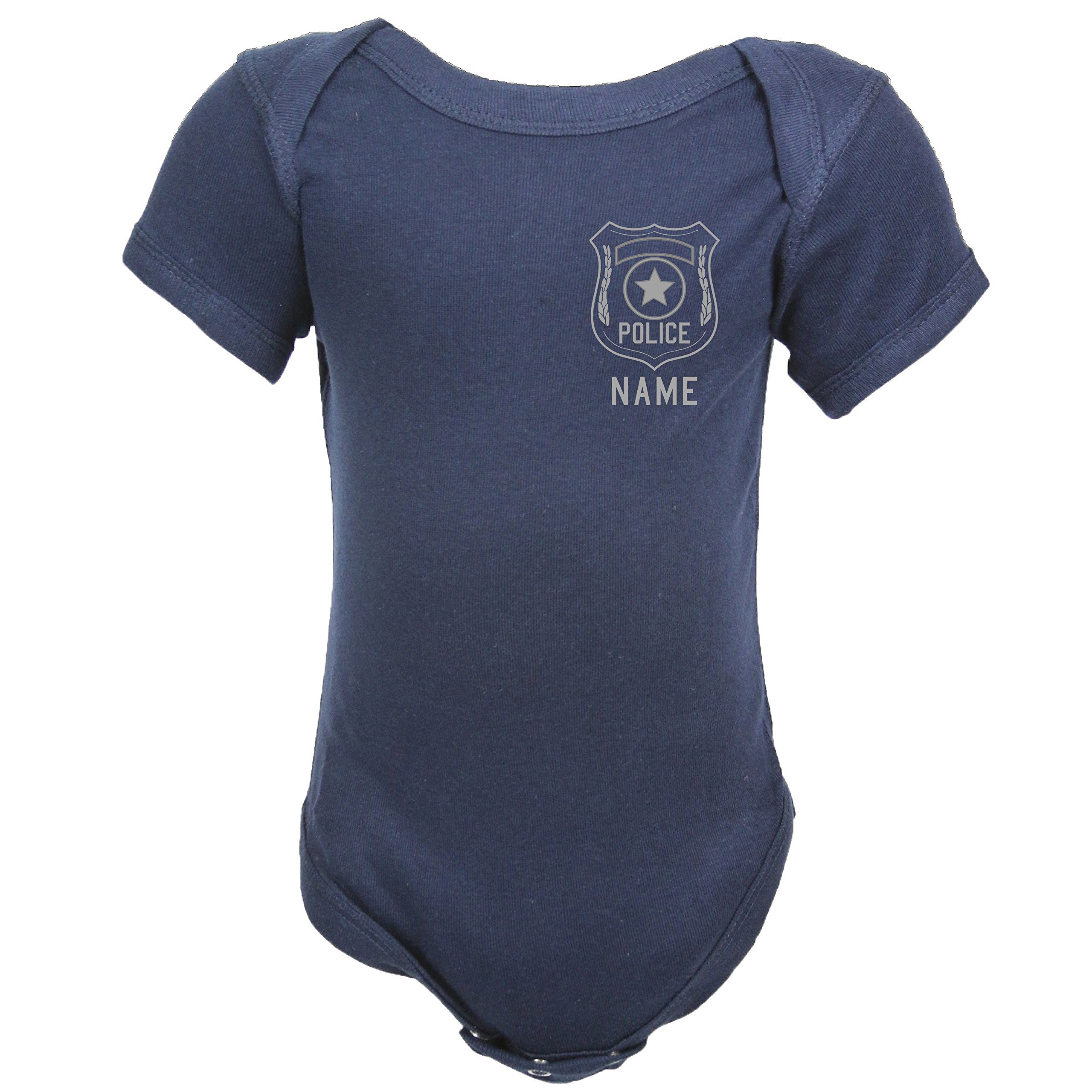 Fully Involved Stitching Police Personalized Navy Baby Bodysuit with Badge
