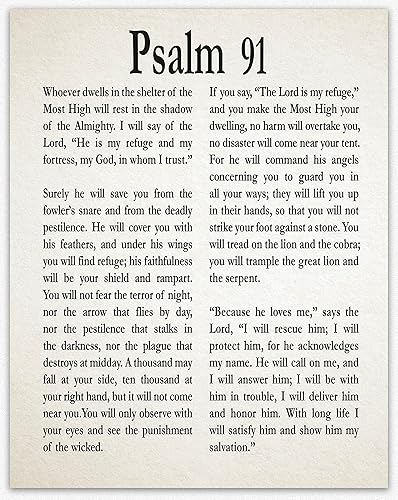 Arte de pared del Salmo 91, decoración de pared con versículos bíblicos, decoración de oficina en casa, versículos de la Biblia, arte de pared,