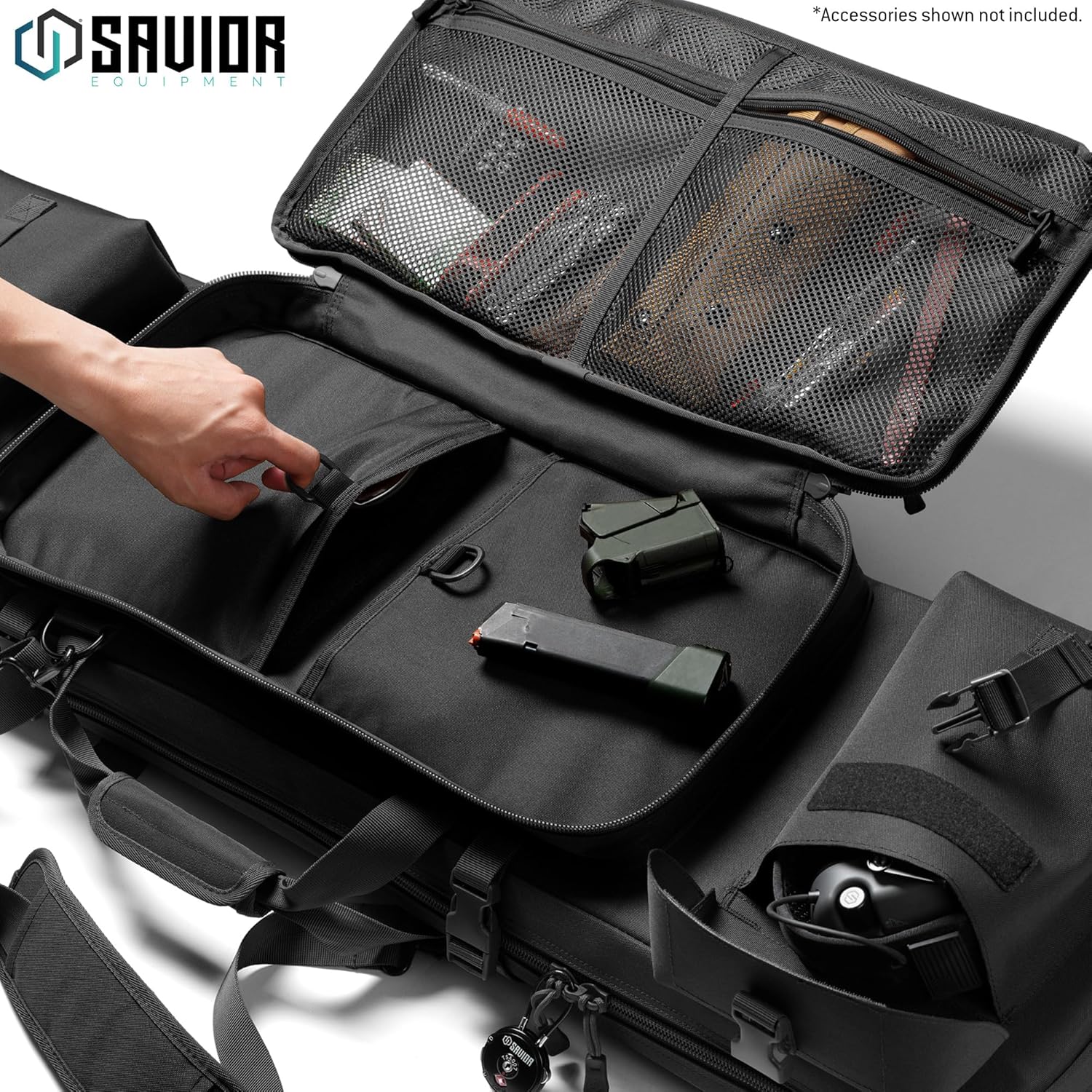 Savior Equipment Urban Warfare Tactical Double Long Gun Bag Case Backpack w/Pistol Handgun Case,36 Inch Tamography Black