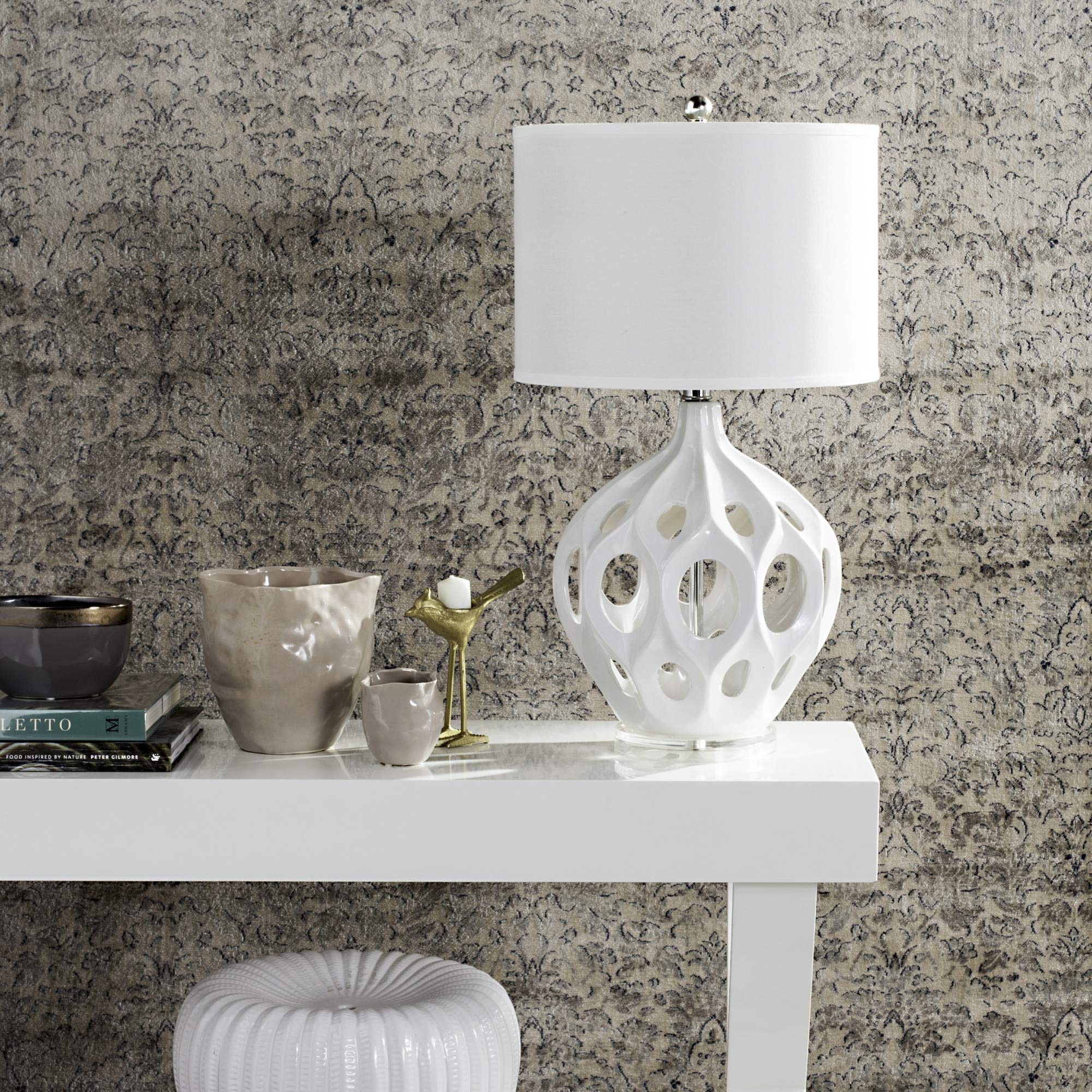 Lighting Collection Regina - Lámpara de mesa moderna de cerámica blanca de 29 pulgadas para dormitorio, sala de estar, oficina en casa, escritorio, mesita de noche (bombilla LED incluida) 4