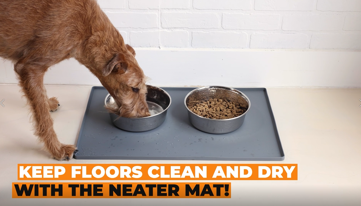 Neater Pet Brands Neater Mat - Waterproof Silicone Pet Bowls Mat - Protect Floors from Food & Water (19" x 12", Gunmetal) - Image 8