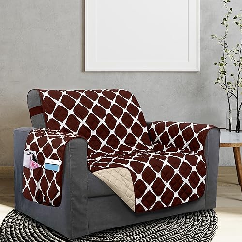 Miniatura 19 de Elegant Comfort Bloomingdale - Protectores acolchados para muebles, fundas reversibles de diseño sólido e impreso con correas elásticas y bolsillos