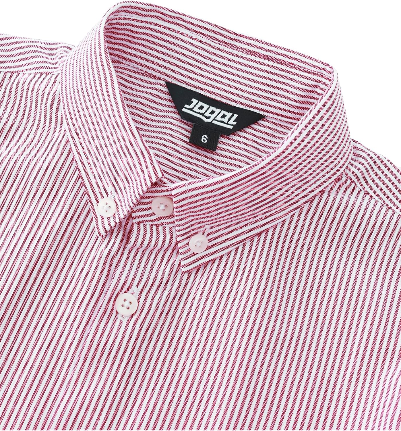 JOGAL Boys Long Sleeve Oxford Dress Shirts Casual Button Down Shirts Striped Tops for 6-14 Years - Image 3