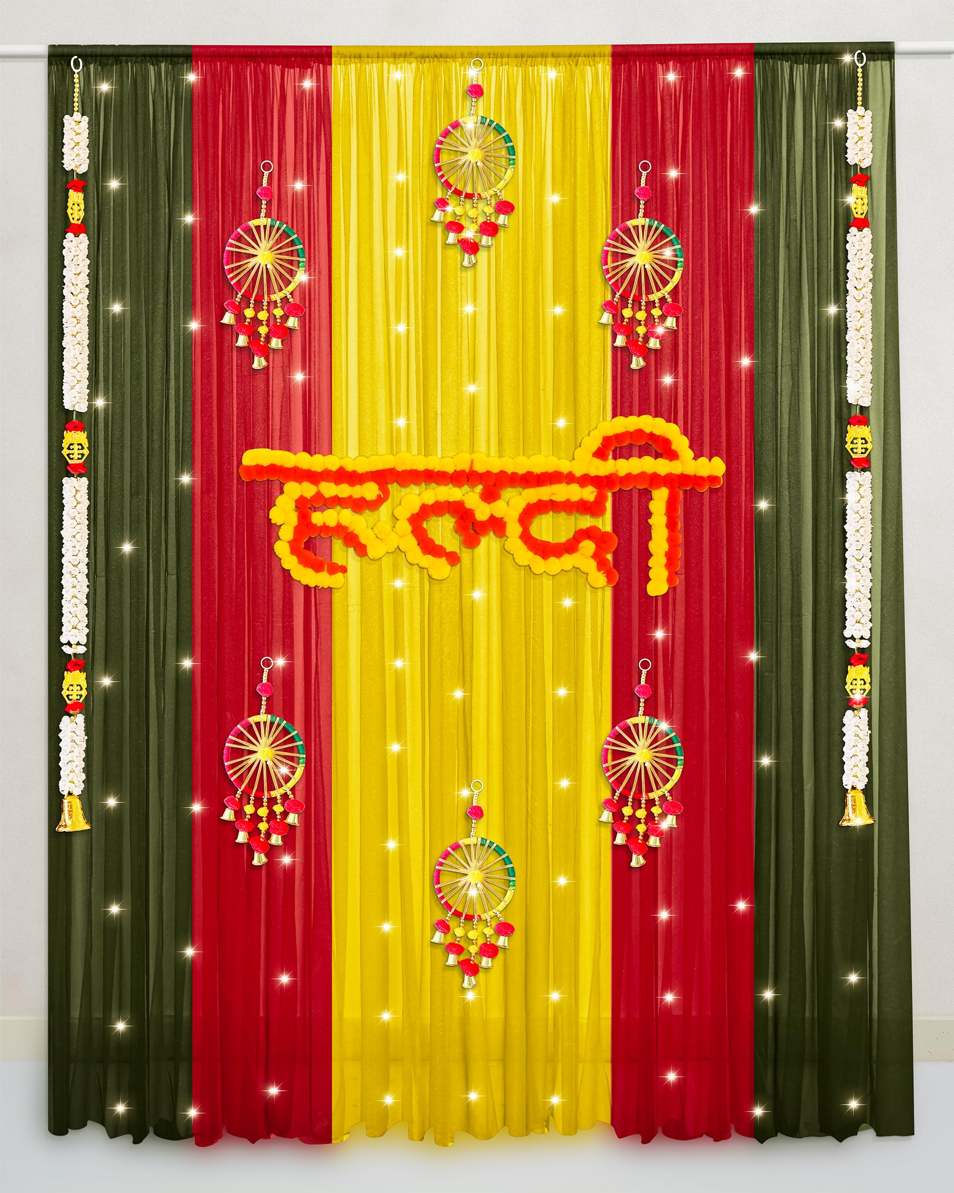 SpecialYou Haldi Decoration Items for Marriage Combo kit with Yellow Red & Green (7 * 3.5 Ft) Backdrop with Haldi Board & Latkans, Haldi Ceremony Backdrop Decoration- 19 Items (B0CNW8SQBM) Amazon Price History, Amazon Price Tracker