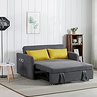 Vista 25 de KLMM Sofá cama convertible moderno, multifuncional ajustable, con bolsillo para el brazo, puerto USB y 2 almohadas, cama extraíble para sala