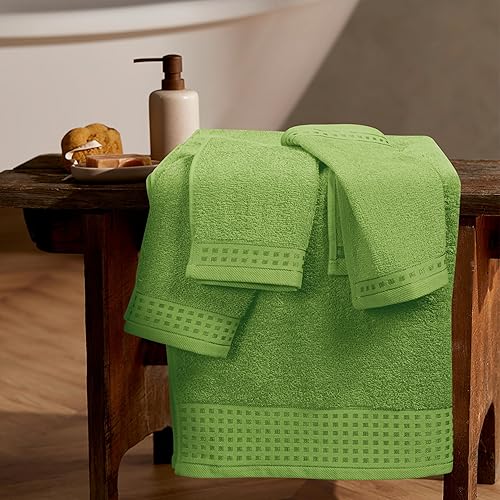 Vista 428 de GLAMBURG Juego de 6 toallas de 100% algodón ultra suave, contiene 2 toallas de baño de 28 x 55 pulgadas, 2 toallas de mano de 16 x 24 pulgadas y 2