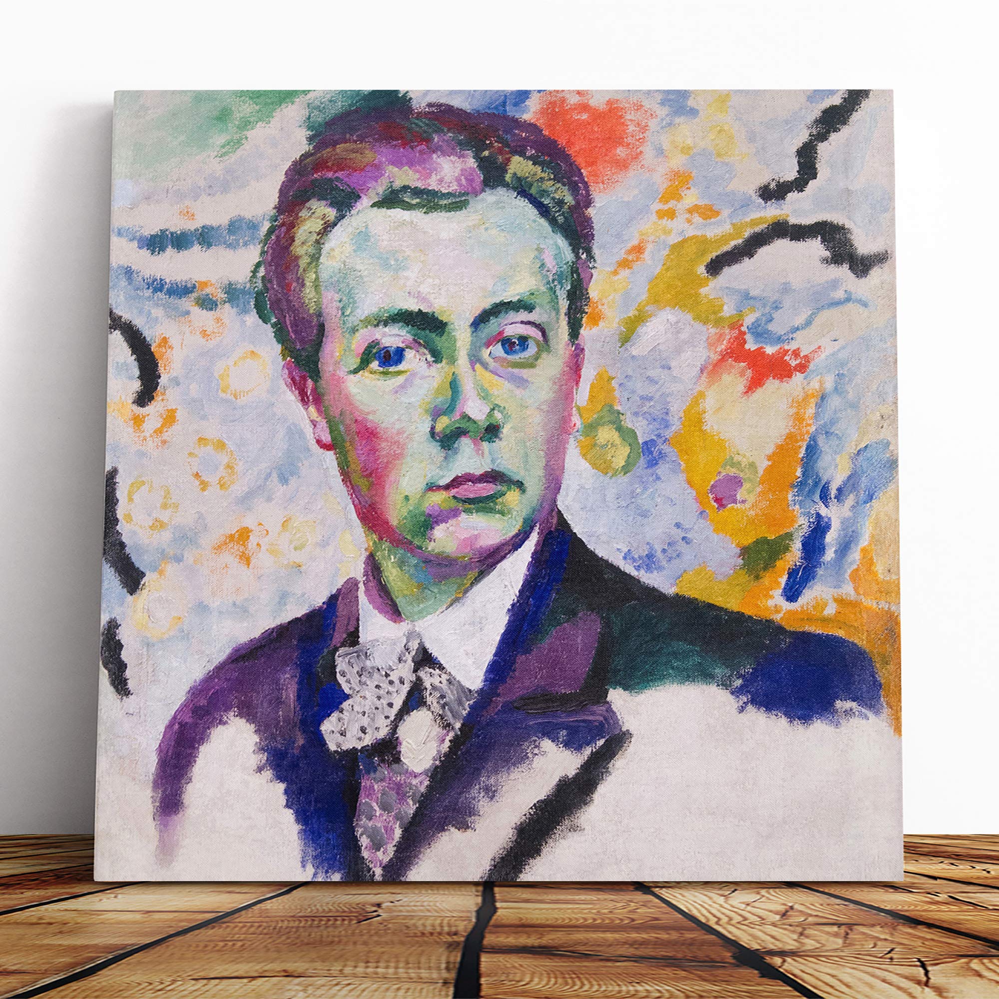 Robert Delaunay Self Portrait Canvas Print | Gallery Wrapped 30mm Frame Wall Art | 20x20 inches | Ready to Hang | Contemporary People Picture | Living Room Bedroom Lounge Office