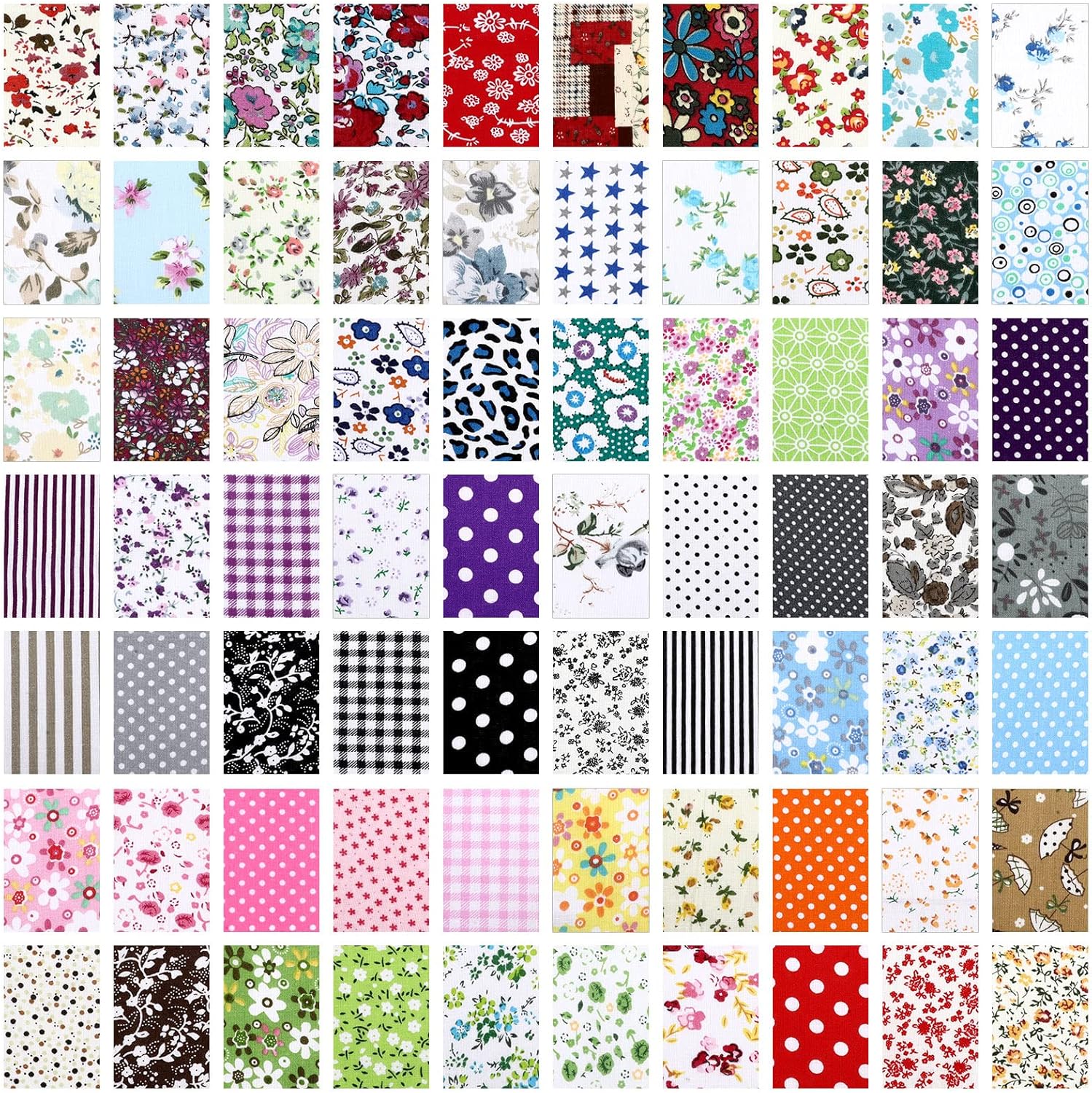300 Pcs 10 x 10 in Cotton Fabric Square Pre Cut Patchwork Fabrics Bundles Printed Multi Color Square Patchwork for DIY Crafts Sewing Cloths Accessory
