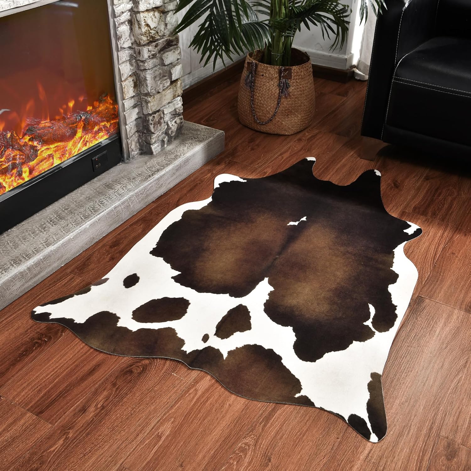 Premium Cowhide Rug 3 x 4 Feet,Western Decor Faux Cowhide,Thickened Cow Print,Cow Rug for Bedroom Living Room Home Office Decor
