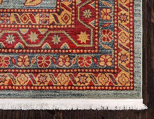 Miniatura 8 de Unique Loom Sahand Collection - Alfombra de área Shapur (2' x 6' 2", color azul claromarrón claro)