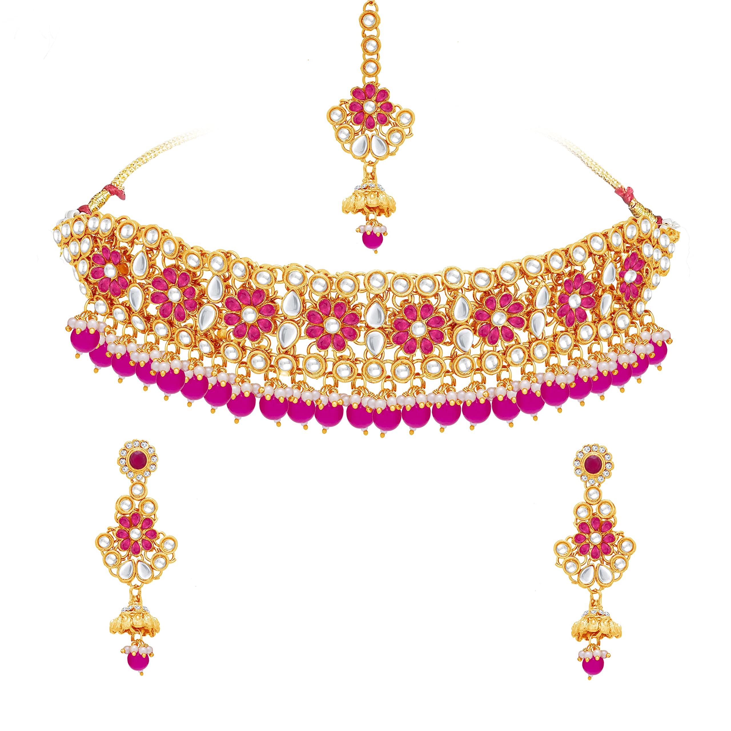 Sukkhi Aesthetically pleasing Gold Plated Kundan & Pearl Choker Necklace Set For Women (NS102772) (B0B4X2QBDS) Amazon Price History, Amazon Price Tracker