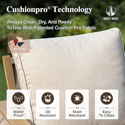 Miniatura 2 de HERA'S HOUSE Juego de muebles de patio de 5 piezas, juego de conversación de metal para todo tipo de clima con acabado de grano de madera, 2 sillas