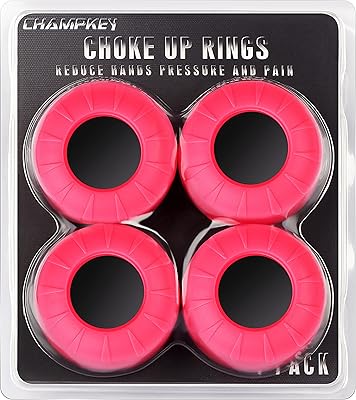 CHAMPKEY Premium Choke Up Rings 4 Pack | Reduced Hands Pain and Pressure Baseball Rings | Ideal for Baseball, Softball and Tee Ball Bat (Pink)