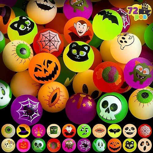 JOYIN 72 bolas inflables de Halloween, 20 diseños que brillan en la oscuridad, suministros de fiesta para niños, suministros de fiesta de Halloween,