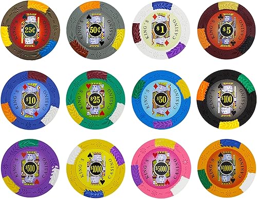 Miniatura 8 de Brybelly King's Casino Premium - Fichas de póquer de 0.49 oz, compuesto de arcilla pesada  Paquete de 50