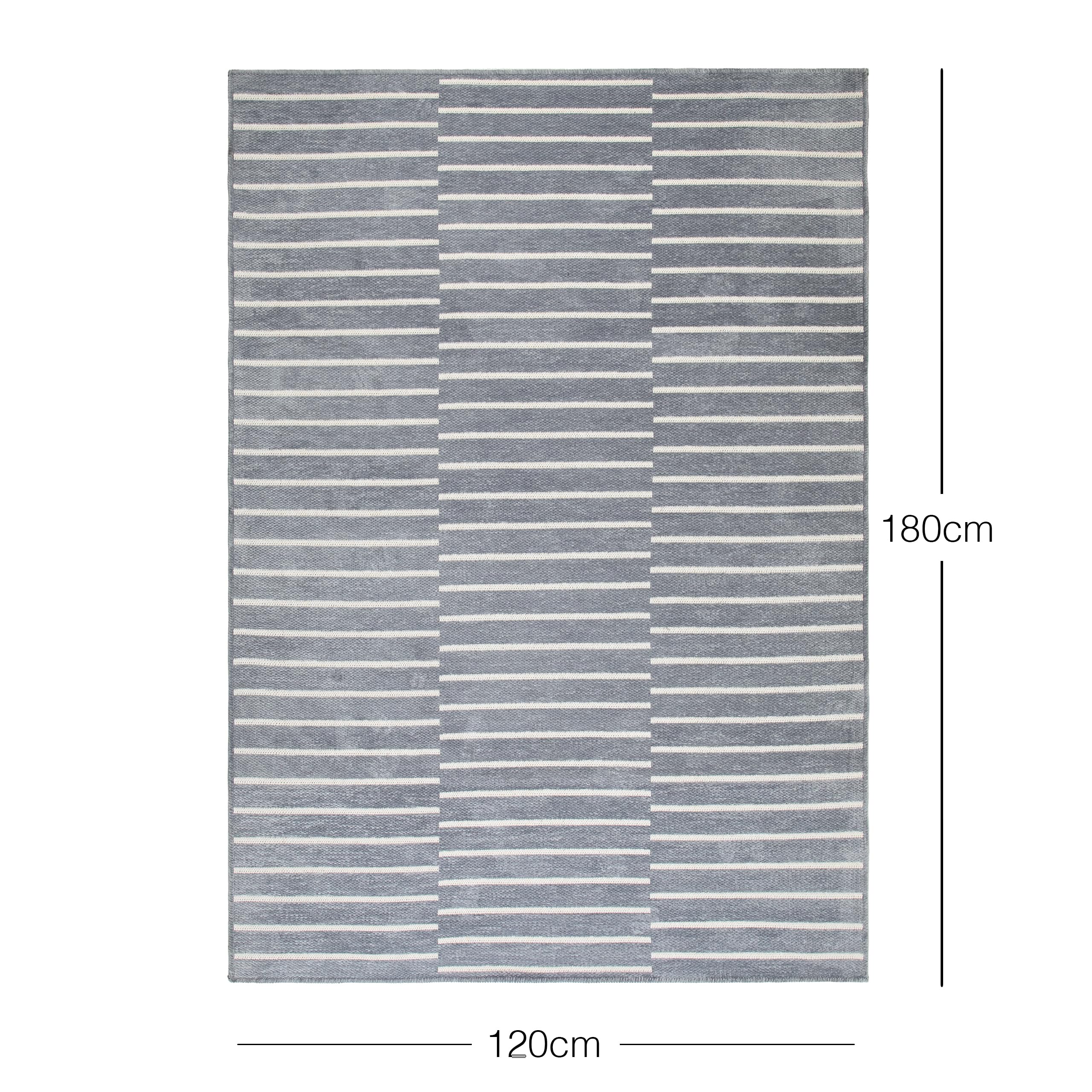 Ocean Home Textile Gri Renk Çizgi Desenli Şönil Halı Kilim 120 x 180 cm
