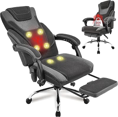 Massage Office Chair with Foot Rest,6-Point Vibration & - best chairs heat