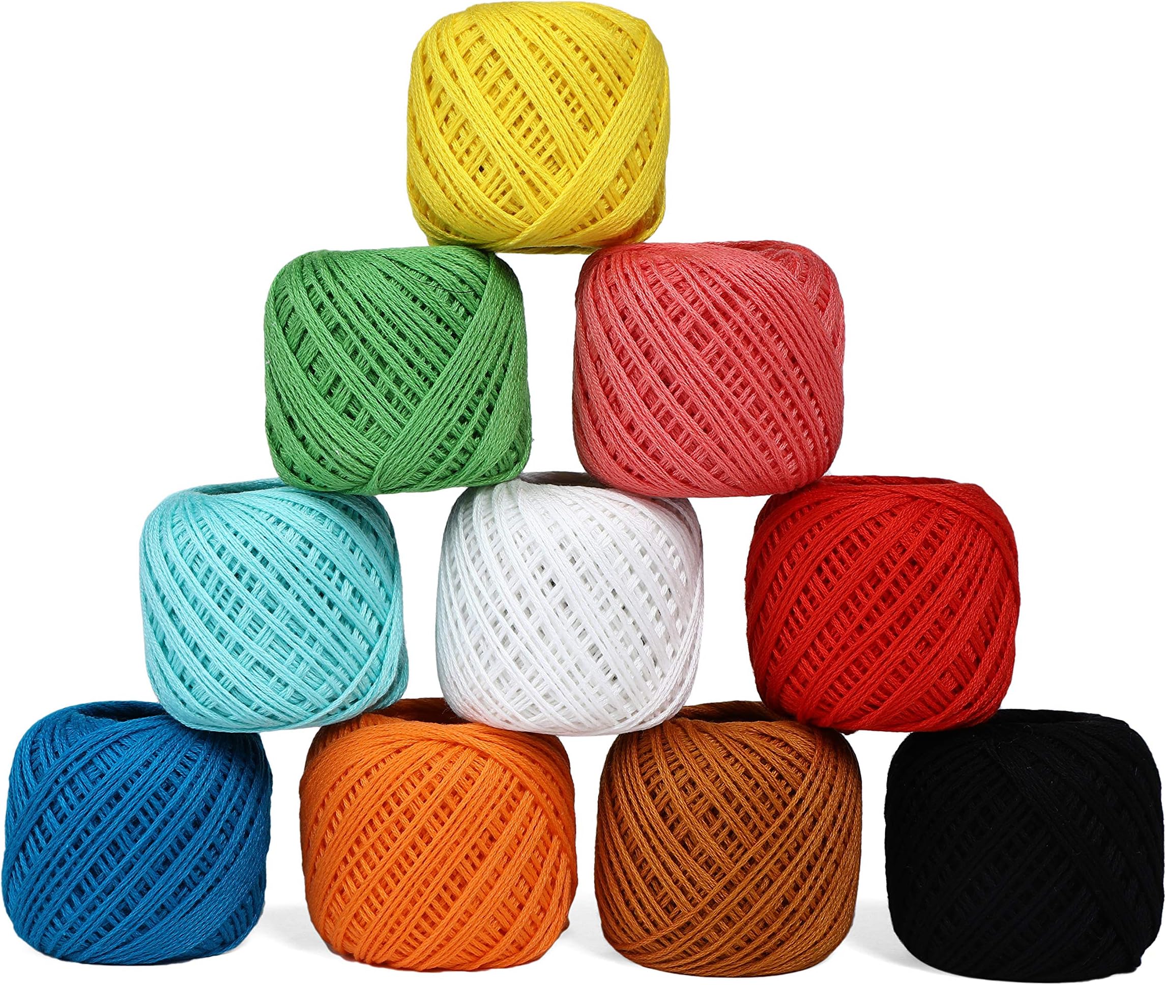 TIMESETL Crochet Thread Set Of 10 Ball Crochet Cotton Thread Yarn For Knitting And Craft Making Size 230 Grams 55 To 60 Mtr Approx (Multicolor 1)
