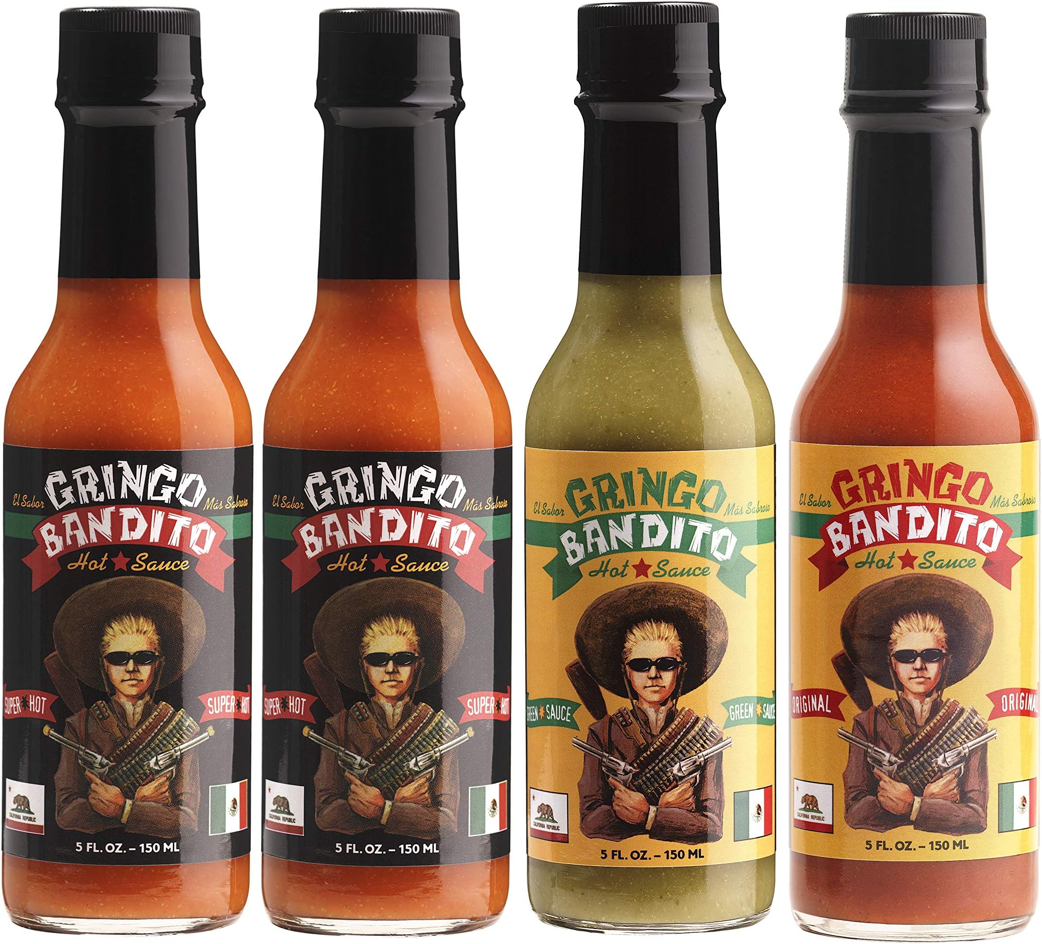 Gringo Bandito Super Hot Sauce Variety Pack, 5 Fl Oz (Pack of 4)