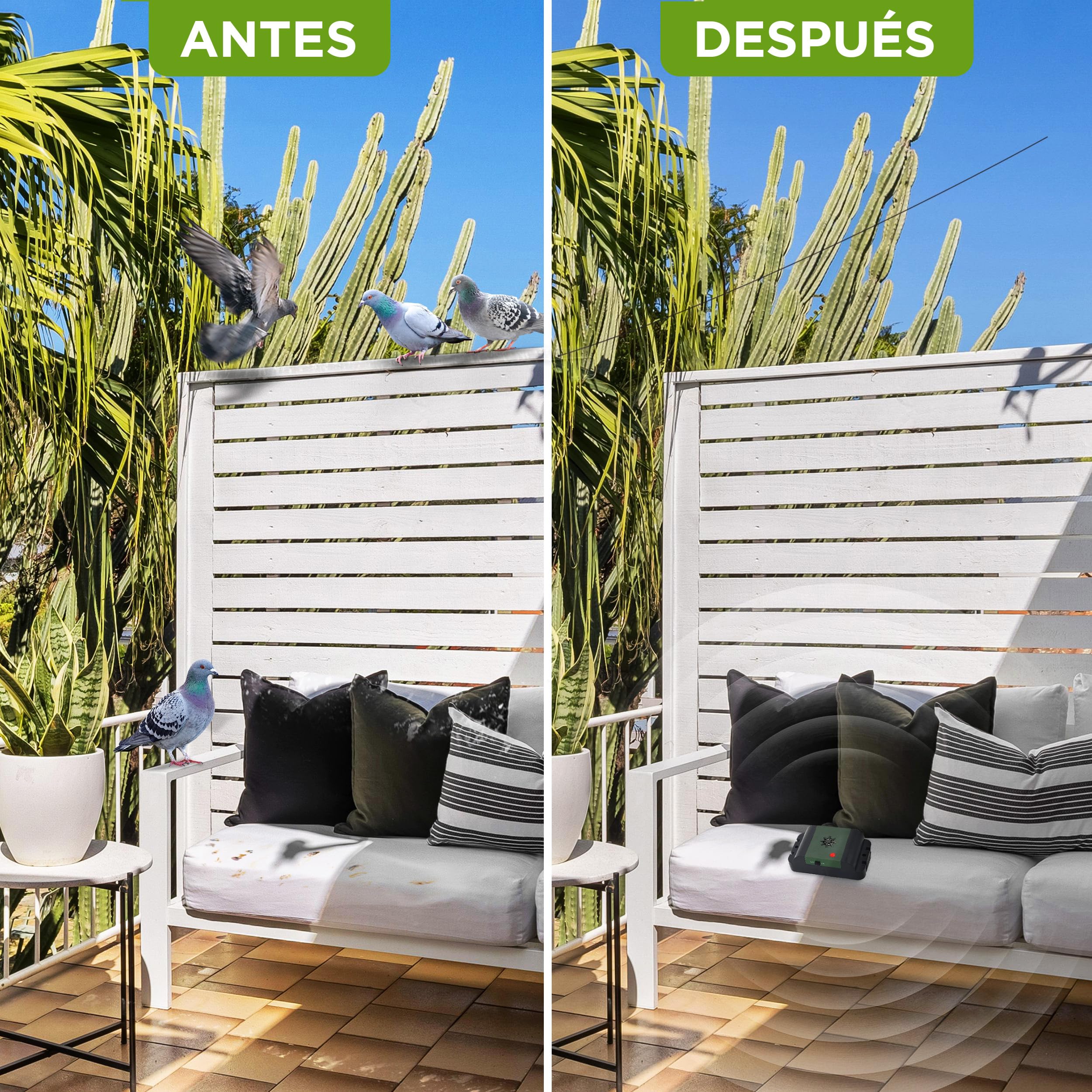 ISOTRONIC Repelente Ultrasónico de Aves — A Pilas para Palomas, Gorriones y Gaviotas — Ideal para Balcones, Azoteas y Jardines — Alcance Efectivo 40 m² — Pack de 2 Unidades