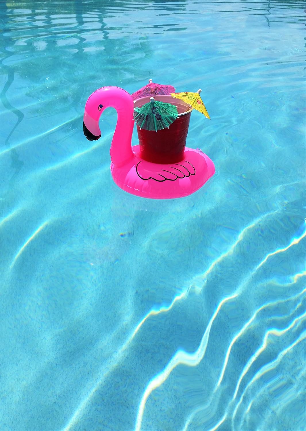 Pool Float Fun Flamingo Inflatable - Pool Toy and Cup Holder (9 per Package). Great for Pool Parties, Bath time, Drink Holder and Decoration