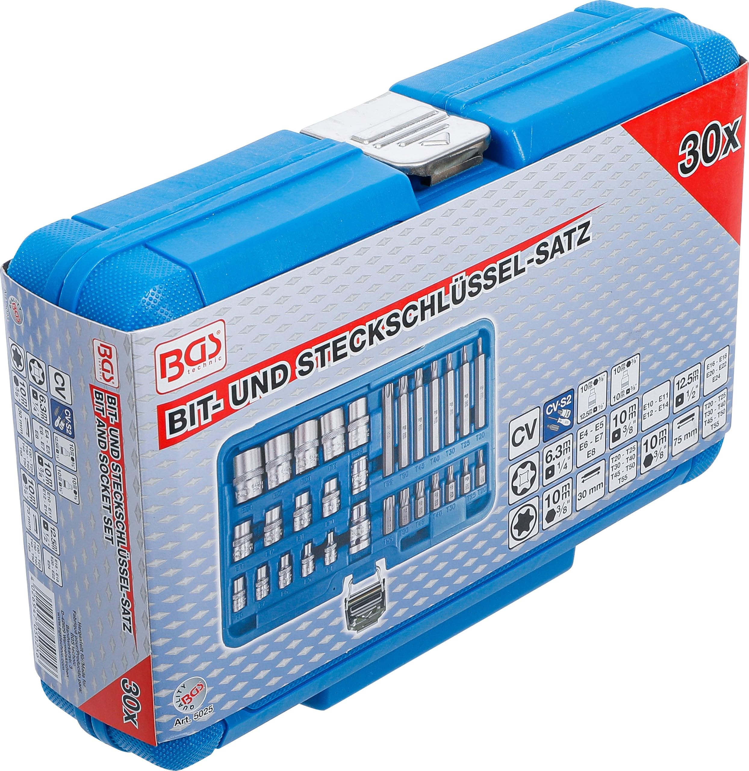 BGS 5025 | Jeu d'embouts et de clés à douille | profil E/profil T (pour Torx) | 30 pièces