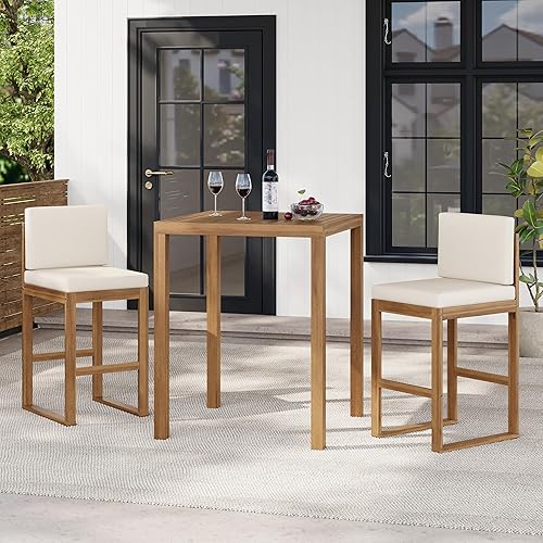 Gree Acacia Wood Patio Bar Table and Chairs Set of