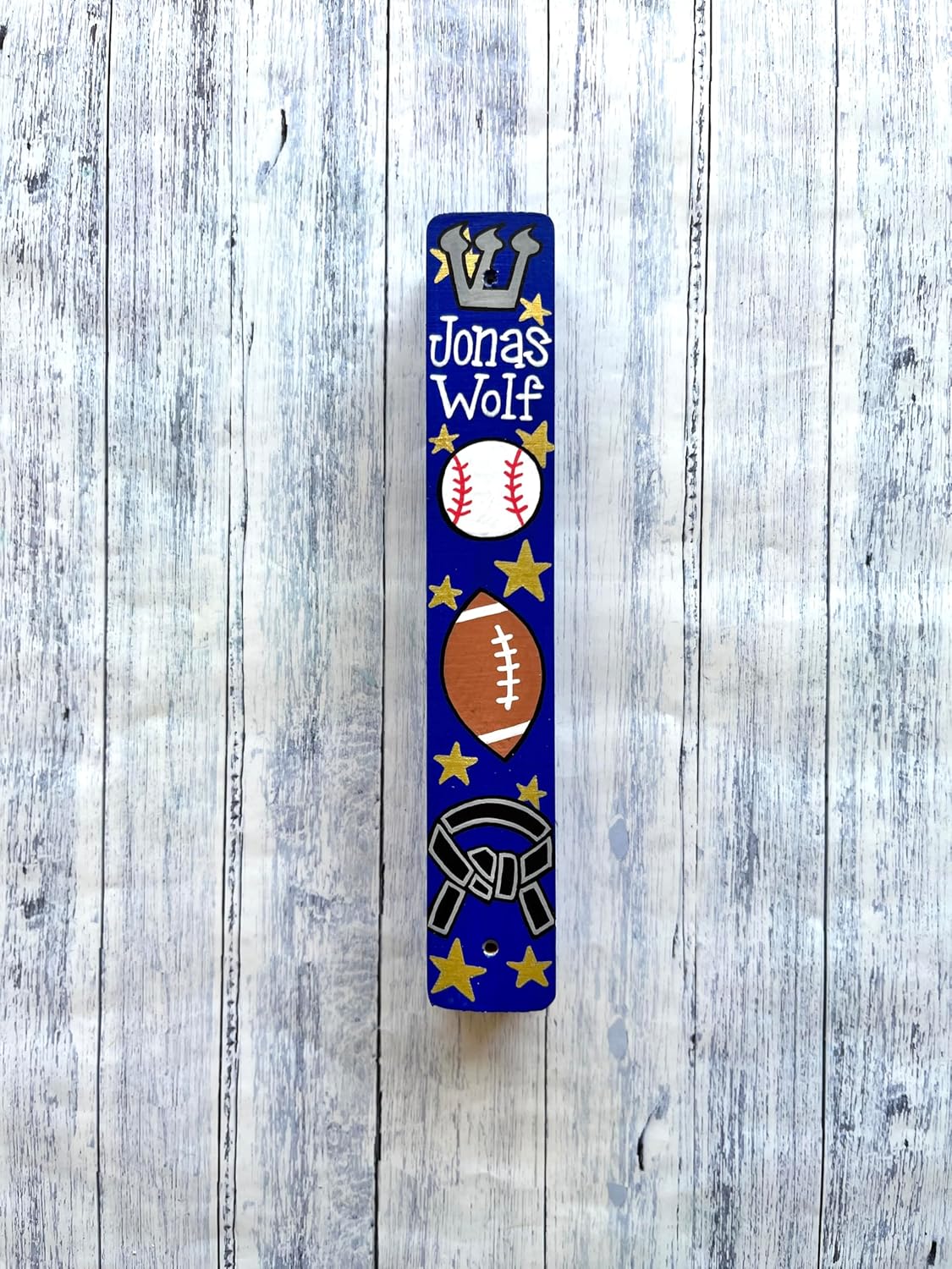 Personalized Sports Mezuzah, Children's Scroll Case, Jewish Hebrew Baby Naming, Bris Gift
