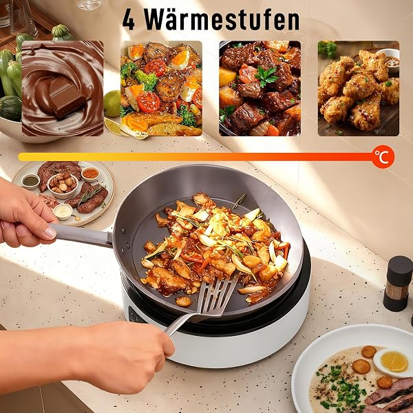 HOMCOM Infrarot-Einzelkochplatte Glaskeramikkochfeld mit Grillplatte, 2 Mode, LED-Touch-Steuerung 2000 W 36 cm Herdplatte mit 4 Heizstufen, Fettauffangschale, für Alle Töpfe - 5