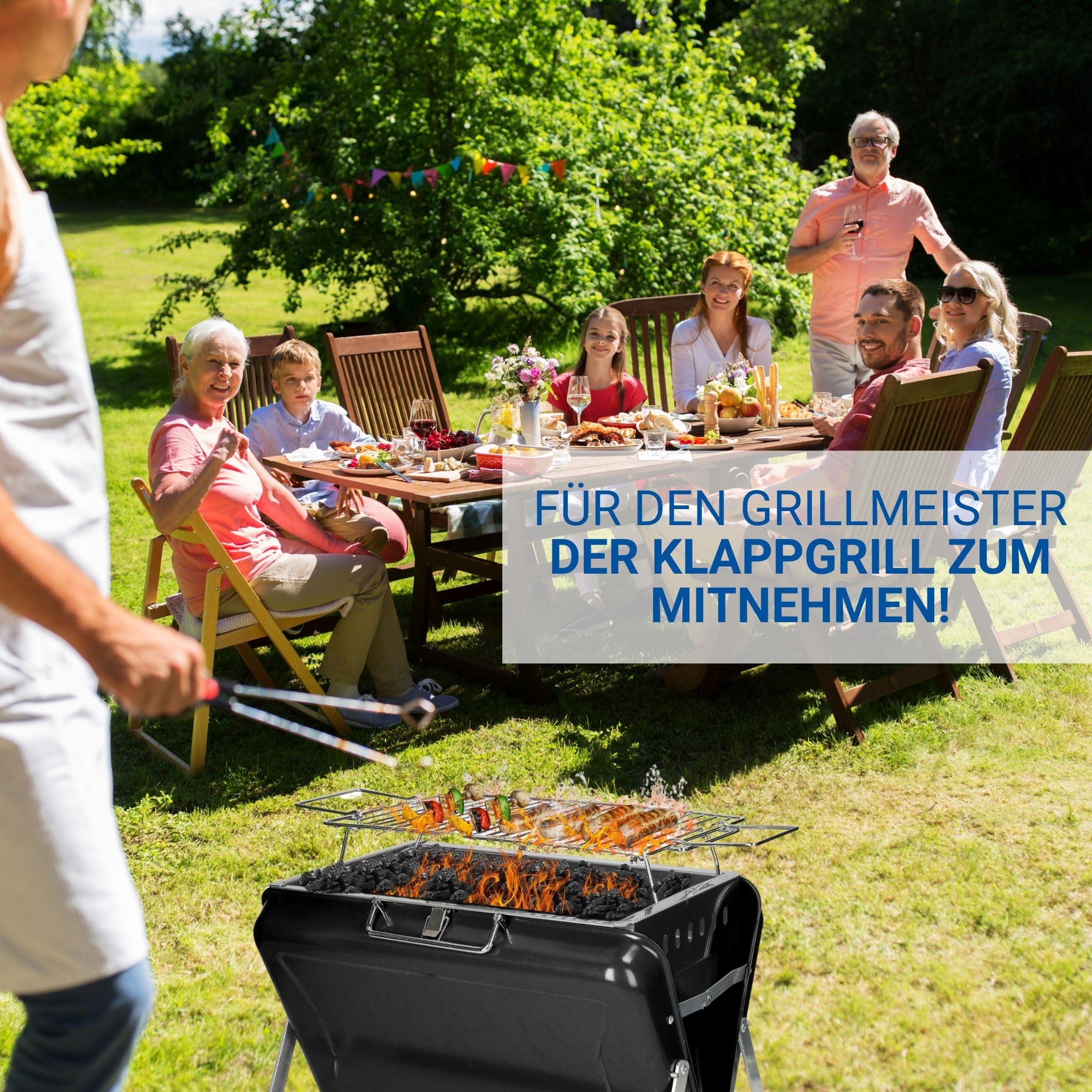 Przenośny grill na węgiel drzewny "Portable" z uchwytem do noszenia w podróży, kolor czarny