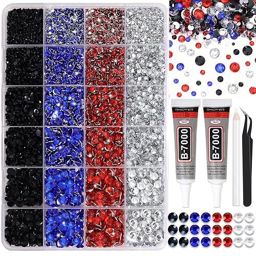 RODAKY Blue Red Rhinestone Flatback Resin Gems Mixed Size Resin