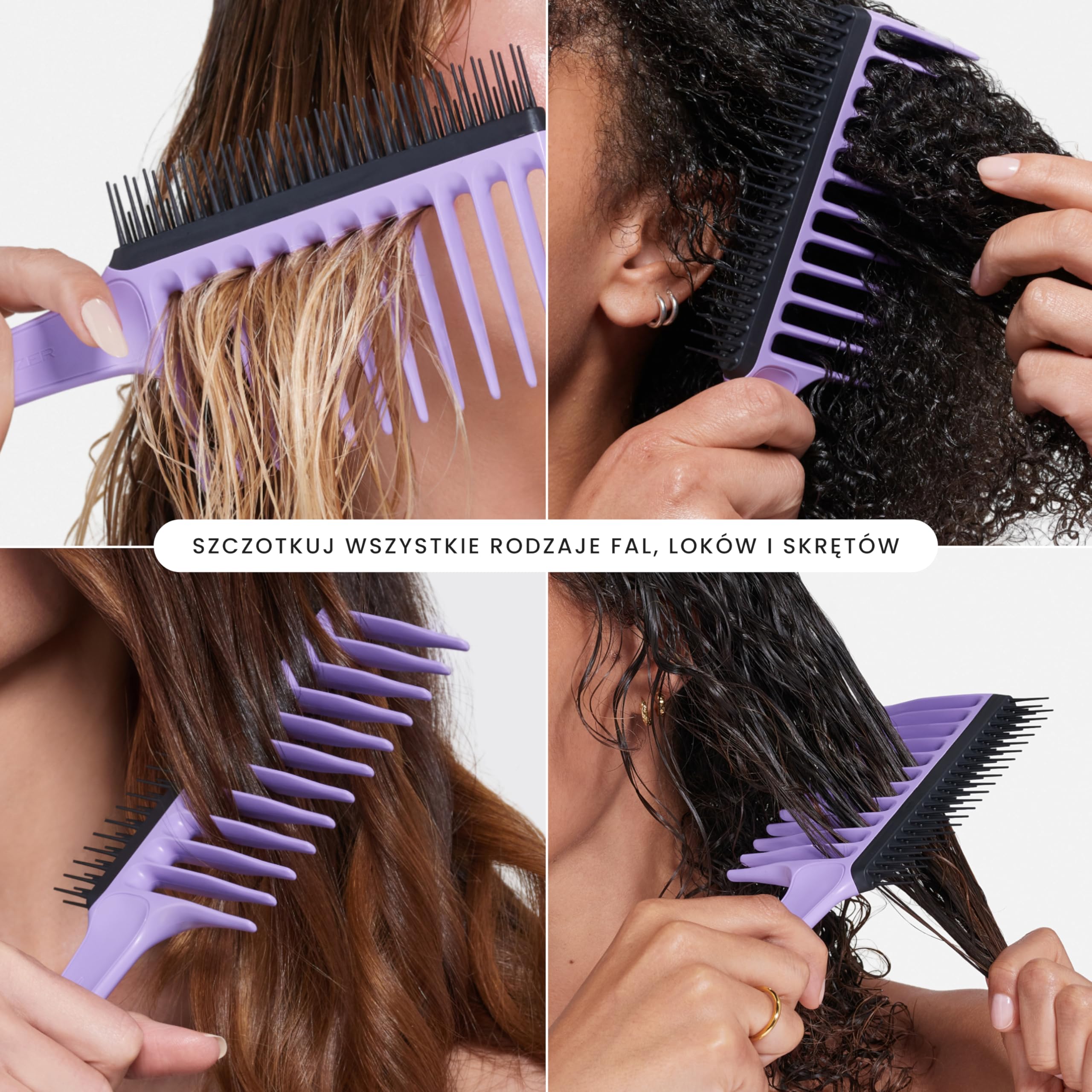 Tangle Teezer Wide Tooth Comb - Idealny do kręconych, grubych włosów 3C-4C - Długie zęby rozczesują i redukują niszczenie - Krótkie zęby usuwają wypadające włosy - Idealny do rozczesywania loków