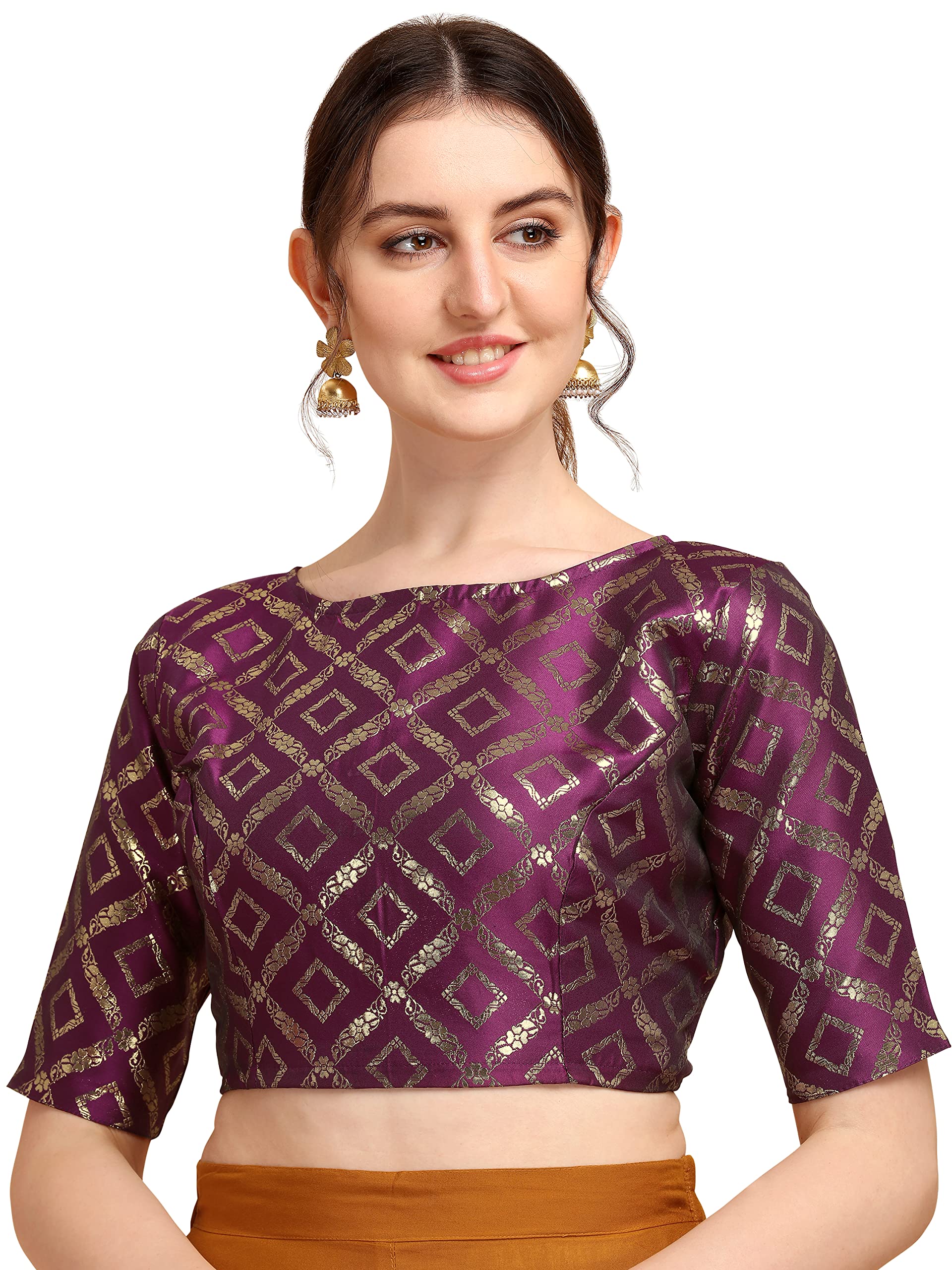 OOMPH!Women's Art Silk Solid Half Sleeve Fitted Blouse