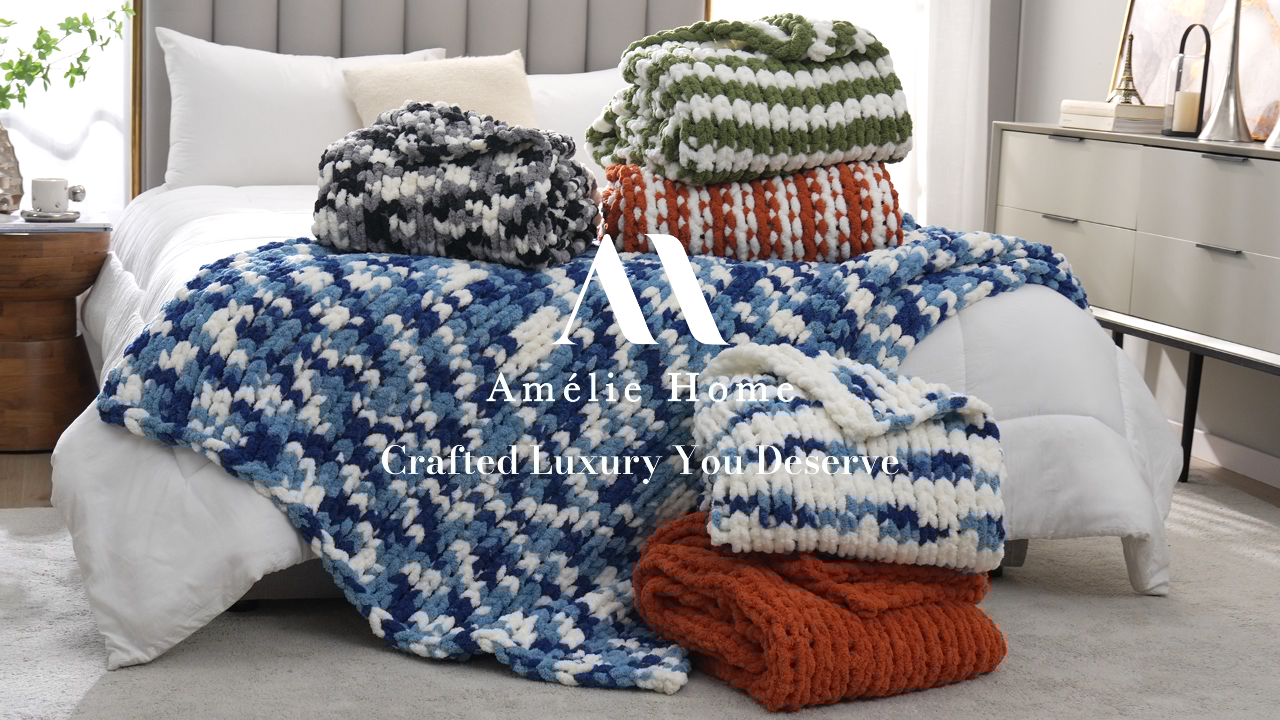 Amazon.com: Amélie Home Chunky Knit Throw Blanket for Couch, Soft